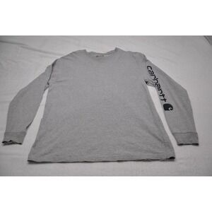 Carhartt Shirt Mens Medium Gray Long Sleeve Loose Fit Workwear Graphic Logo